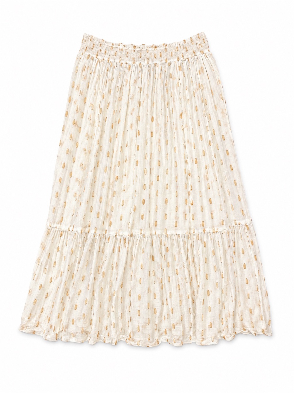 Cream Midi Skirt with Subtle Gold Spot Print
